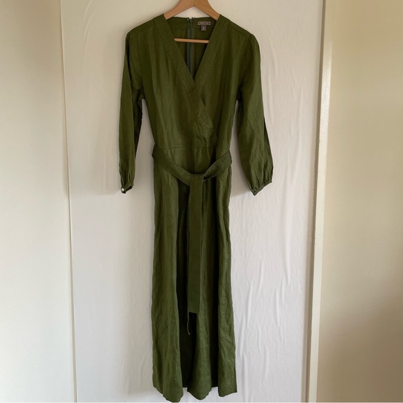 J. Crew Point Sur Olive Linen Jumpsuit Size 0 - Picture 2 of 15